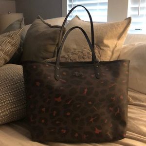 Coach leopard/black reversible tote